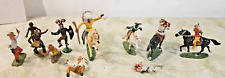 11 alte Aufstellfiguren Indianer & Ritter davon 4 zu Pferd Western