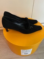 Gucci Damen Pumps schwarz Wildleder mit Schnalle Gr 38 ,5 kleine Absatz