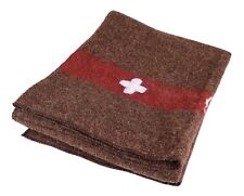 Schweizer Wolldecke Braun 200 x 140 cm 100% Schafwolle Weich für Camping