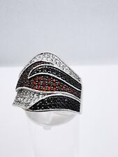 Art Deco Granat Zirkon Onyx  Damenring 925 Silber Gr. 57