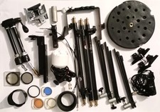 Konvolut Fotozubehör Studiozubehör Stative Multiblitz MagicArm Linsen usw.