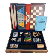 Spielesammlung Ravensburger Spielekoffer Holzkoffer 32x45 cm Vintage
