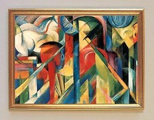 Stallungen Detail Expressionismus Franz Marc Blauer Reiter Faksimile gerahmt 33