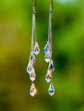 Ohrringe Silber + Strass Steine Ohrschmuck Hänger Einhänger lang Damenohrringe