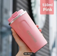 Thermobecher Edelstahl 510 ml Kaffeebecher to go Auslaufsicher Kaffeetasse Rosa
