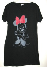 Disney Minnie Maus Damen Nachthemd Gr. M, L, XL Nachtwäsche Schwarz Minnie Mouse