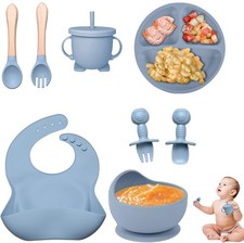 Baby Teller Kindergeschirr Sets, 8 Stücke Silikon Baby Geschirrset Mit Saugnapf
