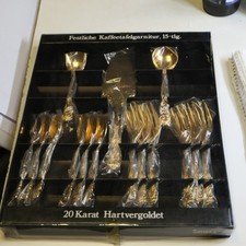 Rosendesign Kaffeebesteck Hartvergoldet, unbenutzt, 15 Teile, ovp.