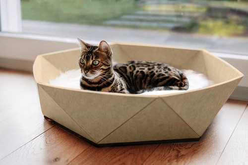 Katzenbett zoey aus filz braun - katzenbett,
