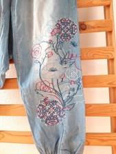 KORÖSHI Barcelona Hippie HAREMSHOSE XXL BLUMEN Embroidery Ethno Boho Jeans BW 42