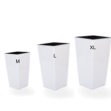 Blumenkübel Weiß Hochglanz Eckig Blumentopf Einsatz Pflanzgefäß SET 3: M+L+XL