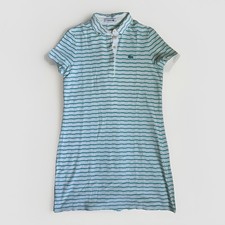 Lacoste Polokleid Gr. 38 Neuwertig Damen Baumwoll-Piqué Selten Blau Weiß Top