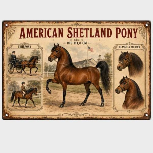 Blechschild american shetland - blechschild,
