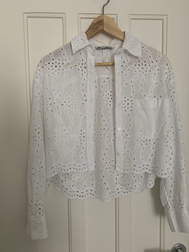 Zara weiße baumwollbluse mit - zara,