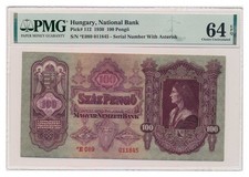 UNGARN Banknote 100 Pengo 1930 Szalasi Ausgabe PMG MS 64 EPQ Wahl Stempelglanz