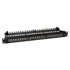 Patchpanel 24-Port schwarz 19 Zoll Rackeinbau Geschirmt TIA568A TIA568B