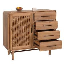 Kommode HWC-M47, Sideboard Highboard, Rattan Akazie Massiv-Holz 101x109x45cm