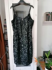Heine Apart Abendkleid Pailletten midi schwarz Gr 38 sexy neu!
