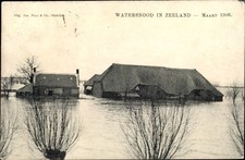 Ak Hontenisse Zeeland, Hochwasser März 1906, überschwemmter Hof - 4411705