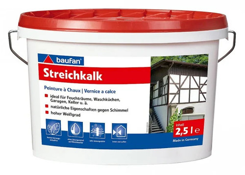 Baufan streichkalk weiß 5 - weiß,, 2,5