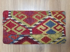 Damen Portemonnaie Groß Leder Gewebe Bestickt Geldbörse Unikat Oriental Bunt NEU