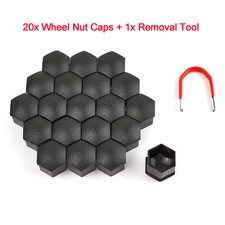 Radschrauben Kappen Matt Schwarz 21mm für SW21 MutternRadmuttern Kappen Cap  x20