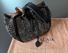 Alaia Damen Handtasche Abendtasche Leder Strass Schwarz Neuwertig