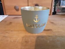 Kerze Windlicht Sondermodel  HUSUM ANKER GRAU MIT GOLD