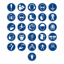 Gebotszeichen nach DIN EN ISO 7010 Aufkleber M001 bis M041 Folie Gebot Hinweis