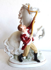 Um 1900 Gozdnica Freiwaldau Feinsteinzeug Pferd mit Reiter 21580