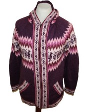 Handarbeit Nepal Damen Pullover mit Kapuze Ethno Strick ca. Gr 42 Polyacryl