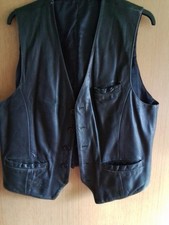 Herren Leder Weste Echtleder mit Innenfutter Gr. 52 schwarz