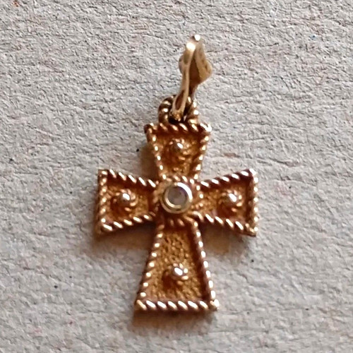 Mini kreuz anhänger gold 585 - kreuz-anhänger,