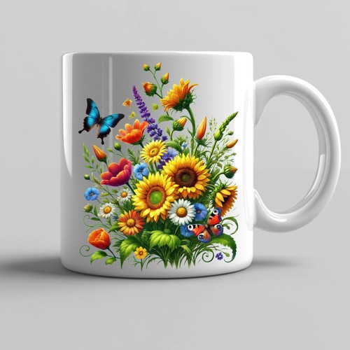 Kaffeetasse wildblumen mit - kaffeetasse,