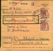 1948, Paketkarte ab BERLIN NW