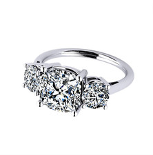 Diamant Damen Ehering 4,20 ct IGI Lab Grown Cushion Solid 14K Weißgold