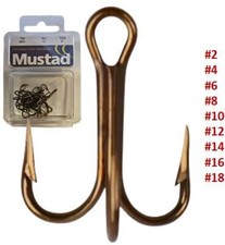 MUSTAD 3551-BR 10er Pack Raubfisch Drilling Angelhaken spezial Spitze