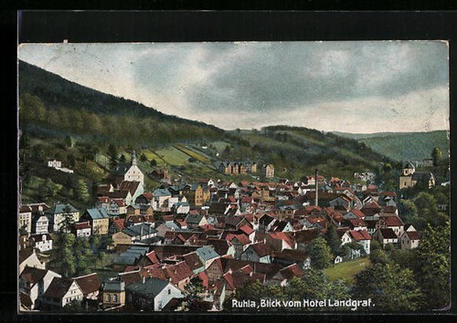 Ansichtskarte ruhla blick vom - ansichtskarte, ruhla,