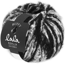 Wolle Kreativ! Lana Grossa - Lala Berlin Buffy - Fb. 12 schwarz rohweiß 50 g