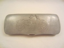 VINTAGE OPTI BRILLENETUI BIKE MOTORRAD BIKER CHOPPER f. BRILLE ETUI METALL ALU O