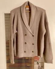Neue beige Strickjacke mit Schalkragen,  Gr. 44, Kastenform, von JanaMa 