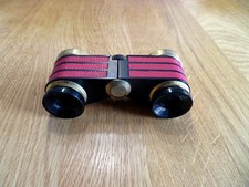 Opernglas / Theaterglas, schwarz, rot, Messing im roten Etui, ROW, DDR