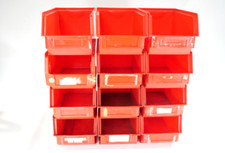 12 Stück Schäfer Lager-Fix 14/7-4 Stapelbox Kunststoff rot | L234xB150xH122mm