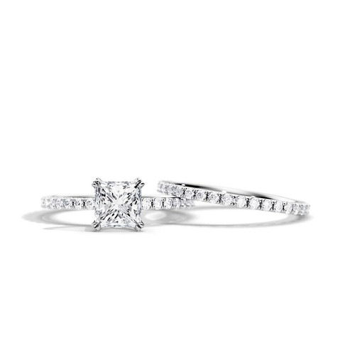 14k weißgold ring - 14k, set