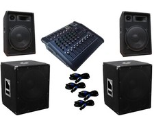 Das PA-SET 67 Powermixer Musik Anlage 3 wege 30cm Boxen 38cm Subwoofer 2900Watt