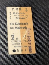 Alter Original Fahrschein, Eisenbahn - 21.12.1968 - Mainleus - Kulmbach / Mainro