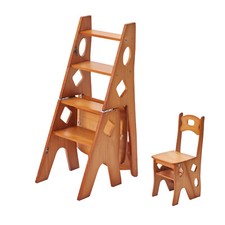 3 in 1 Klappbarer Bibliotheksleiter aus Holz Multifunktions Klapptrittleiter