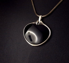 Anhänger Silber 925 Onyx schwarz & Kette Vintage - ausgefallen & markant