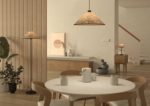 Stehlampe mit bambus blättern - mit, bambus-blättern