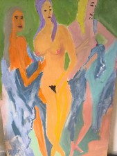 Gemälde Ölkreide Frauen Expressionismus 